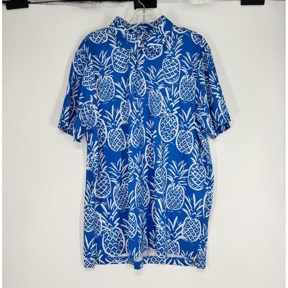 Chubbies Polo Shirt‎ Mens Large Golf Pineapple All Over Print AOP Performance